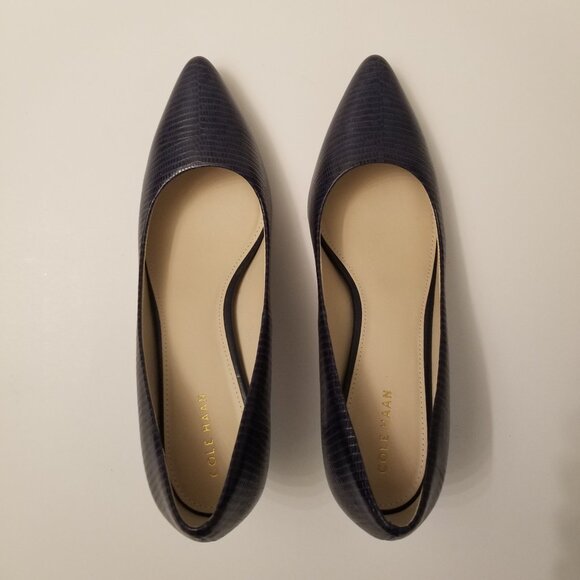 Cole Haan Navy Blue Leather  Heels  size 8.5 - Picture 1 of 6